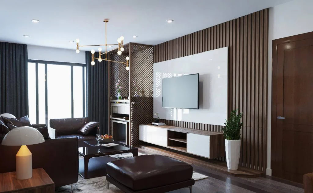 Fluted Wall Panel Cladding Behind TV