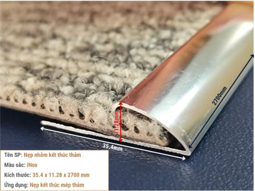 Nẹp Nhôm Kết Thúc Thảm Màu Inox