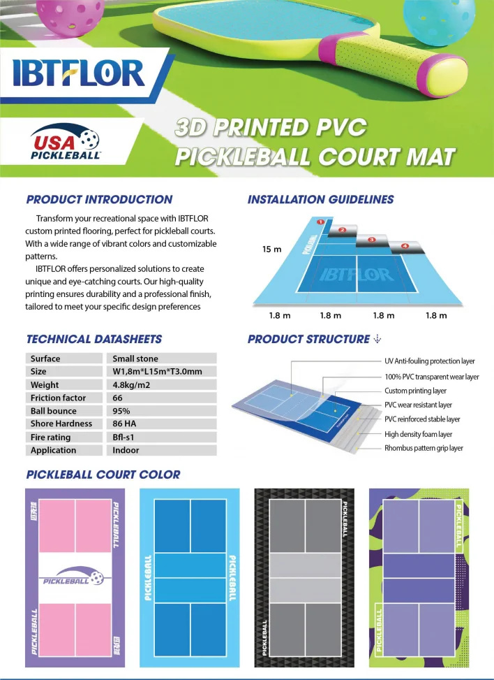 IBTflor Pickleball Court Mat Specifications