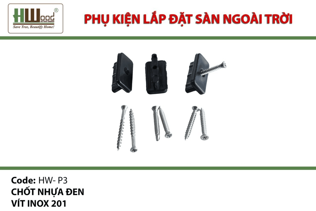 Chốt nhựa vít inox Hwood HW-P3