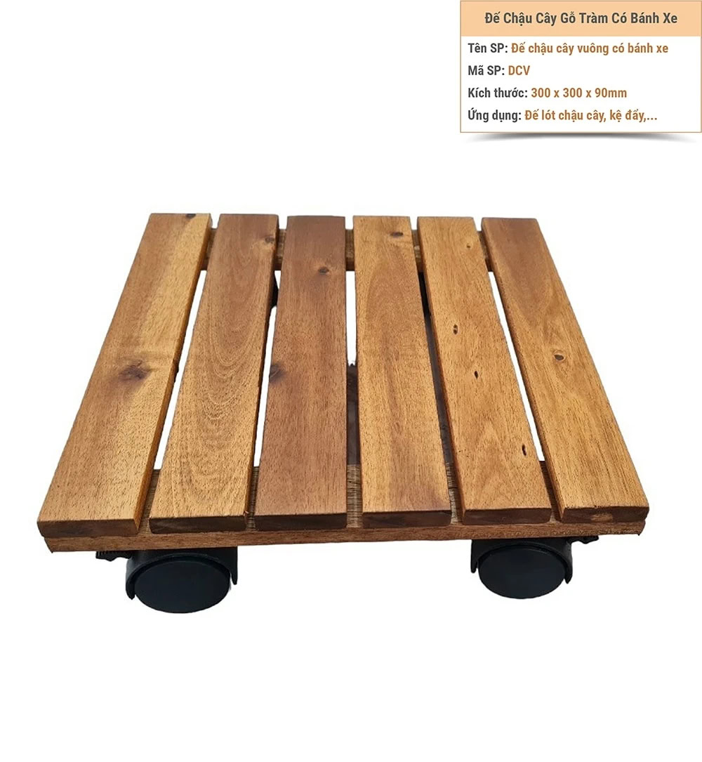 Đế chậu cây vuông có bánh xe