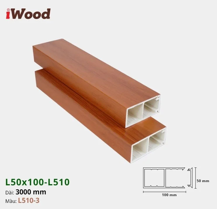 Lam gỗ nhựa iWood L50x100-L510-3