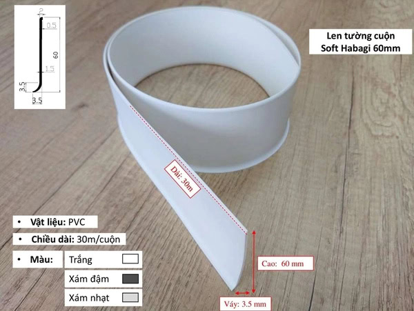 Len chân tường cuộn Soft Habagi 60mm