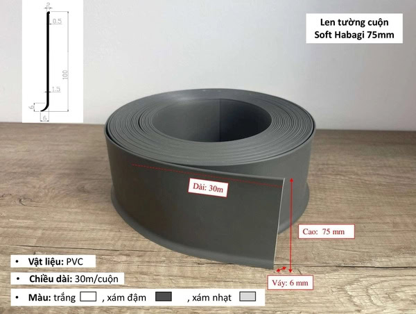 Len chân tường cuộn Soft Habagi 75mm