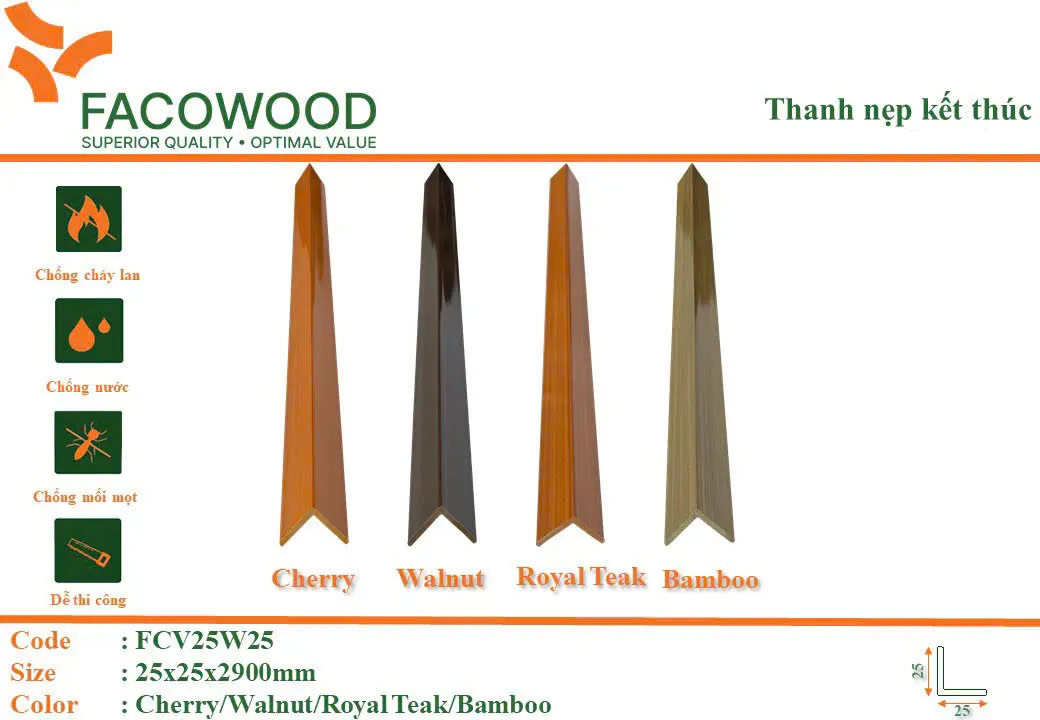 Nẹp kết thúc Facowood FCV25W25