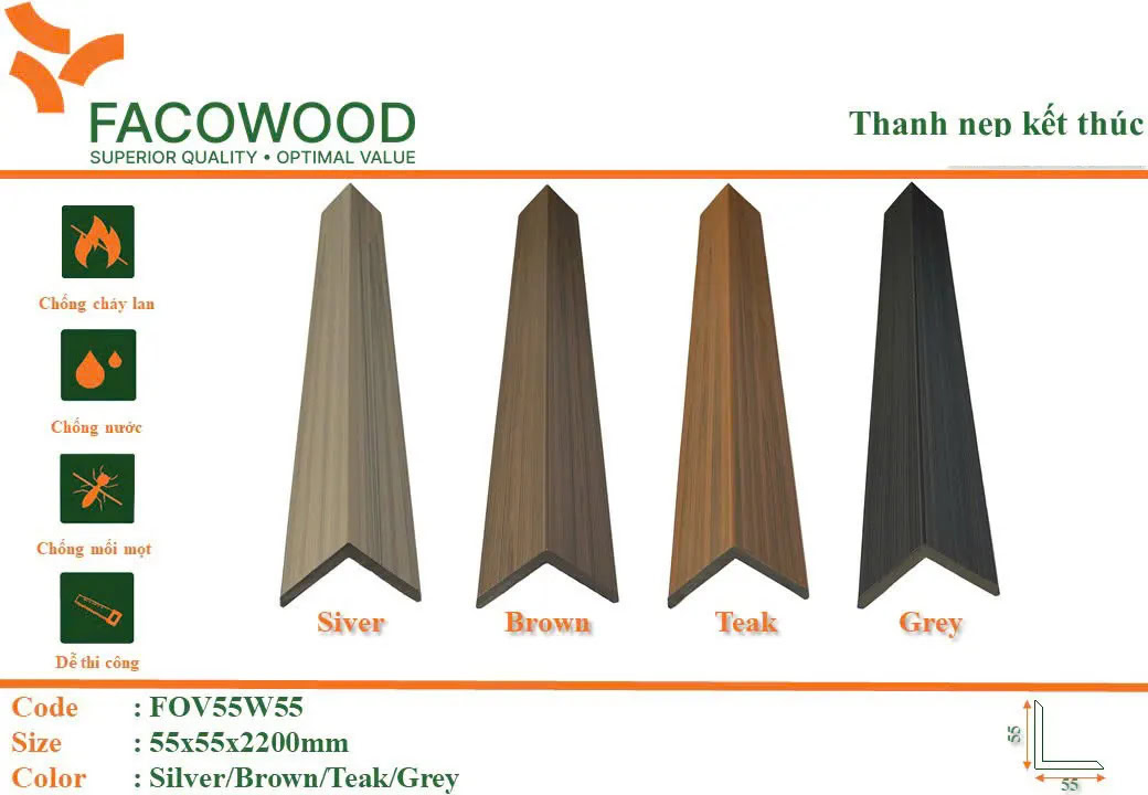 Nẹp kết thúc Facowood FOV55W55
