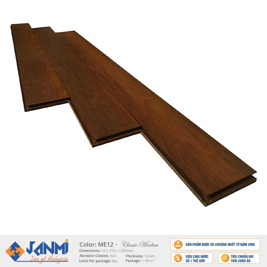 Janmi ME12 12mm Small Plank Laminate Flooring