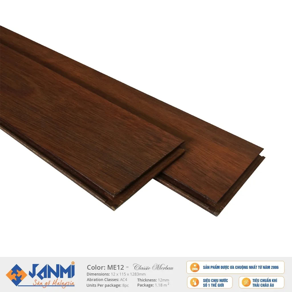Janmi ME12 12mm Small Plank Laminate Flooring