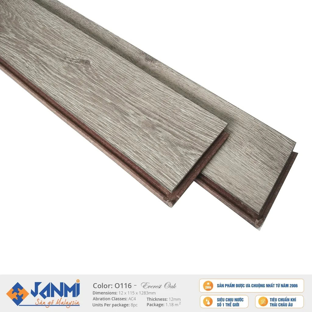 Janmi O116 12mm Small Plank Laminate Flooring