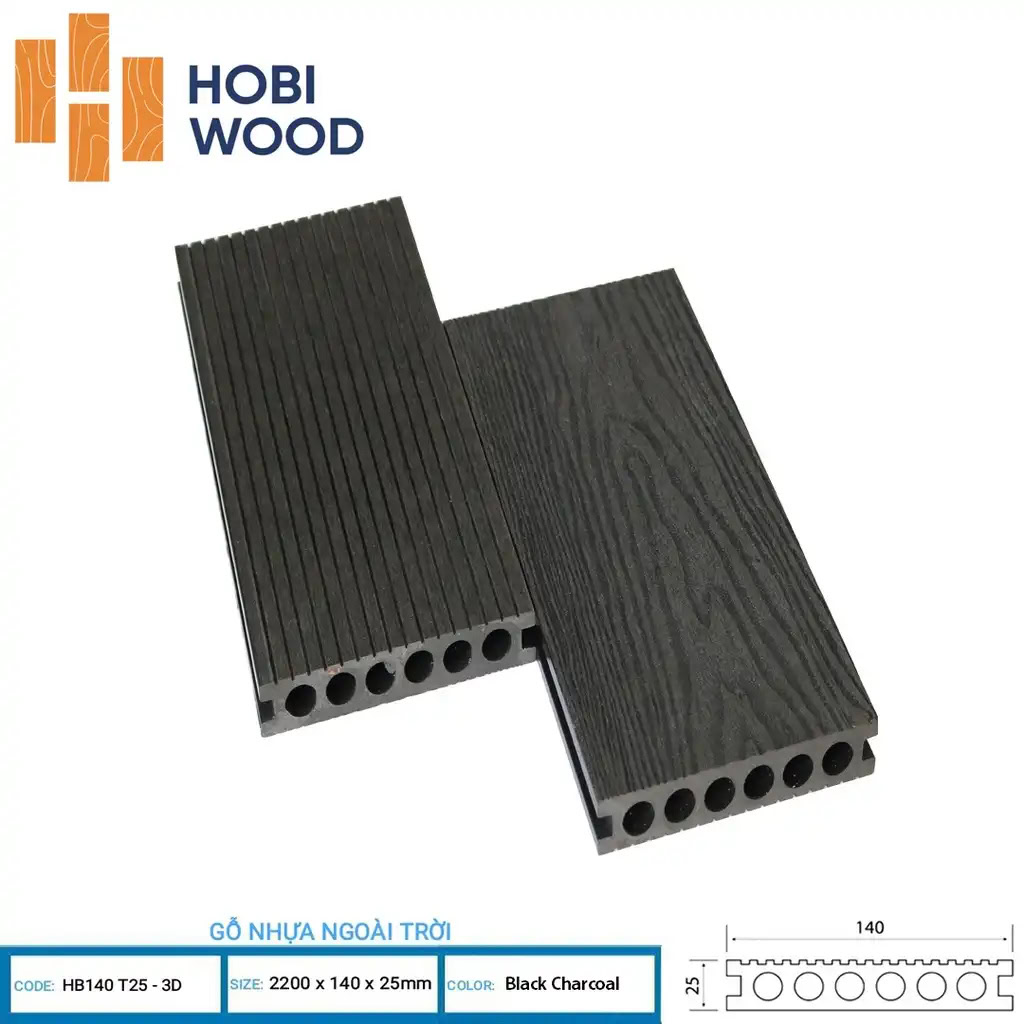 Hobi Wood HB140 T25-3D Outdoor Wood Composite Flooring