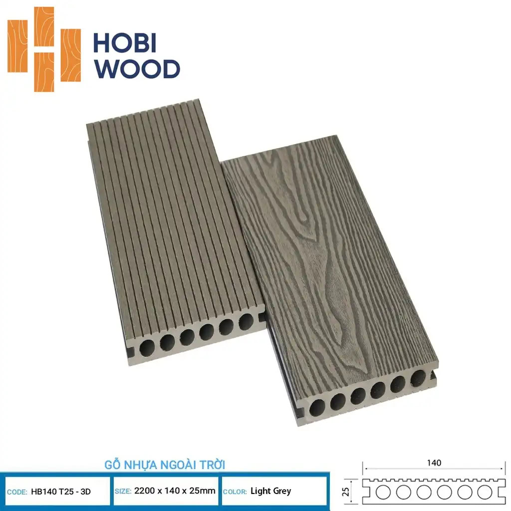 Hobi Wood HB140 T25-3D Outdoor Wood Composite Flooring