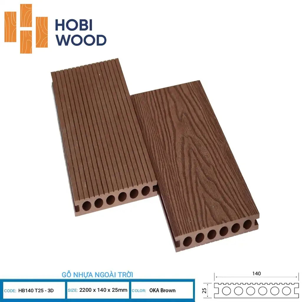 Hobi Wood HB140 T25-3D Outdoor Wood Composite Flooring