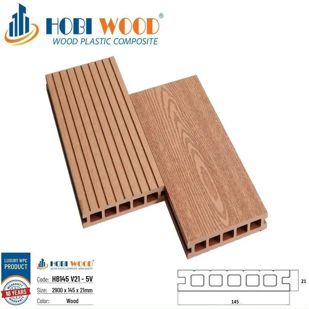 Sàn gỗ ngoài trời Hobi Wood HB145 V21-5V