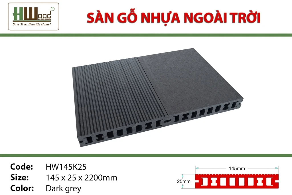 Sàn gỗ ngoài trời Hwood HW145K25