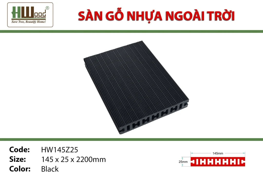 Sàn gỗ ngoài trời Hwood HW145Z25