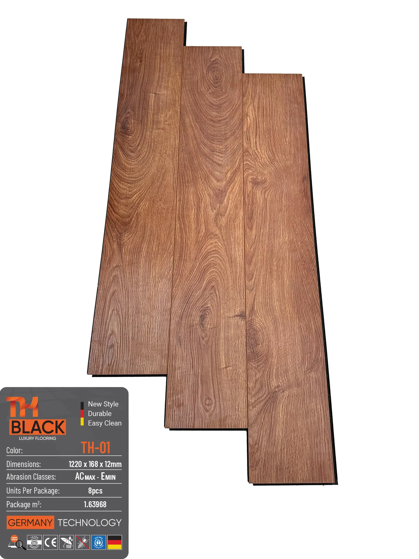Sàn Gỗ THBLACK Cốt Đen 12mm TH-01
