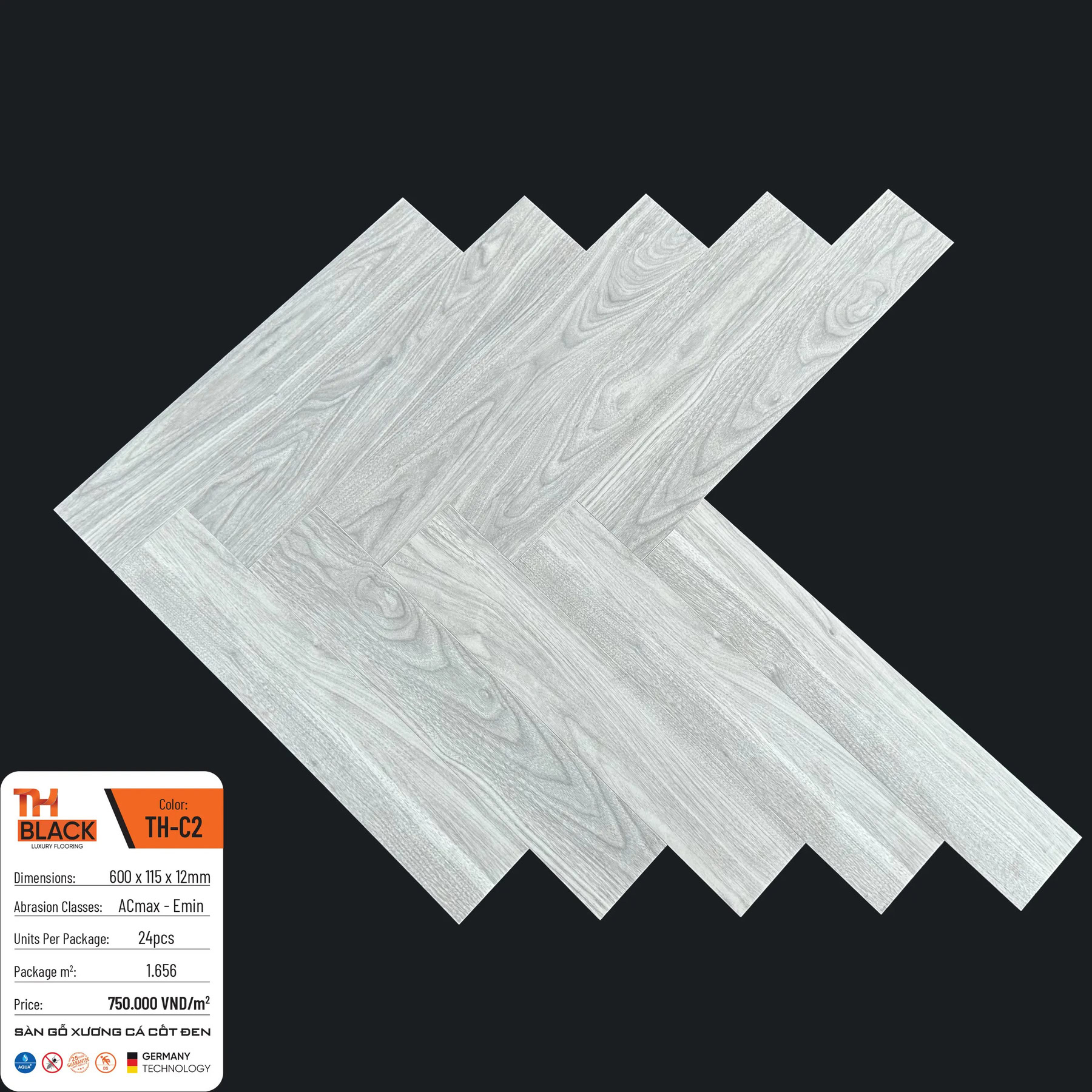 Sàn Gỗ THBLACK Xương Cá 12mm TH-C2