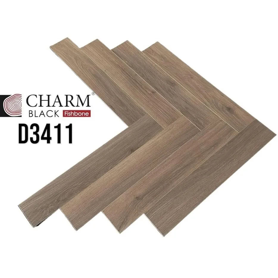 Sàn Gỗ Xương Cá Charm Wood Cốt Đen D3411