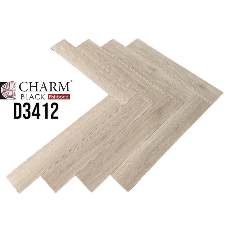 Sàn Gỗ Xương Cá Charm Wood Cốt Đen D3412