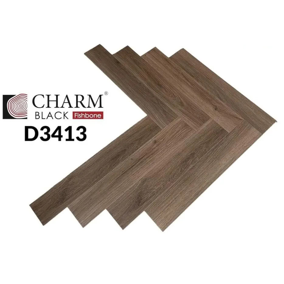Sàn Gỗ Xương Cá Charm Wood Cốt Đen D3413