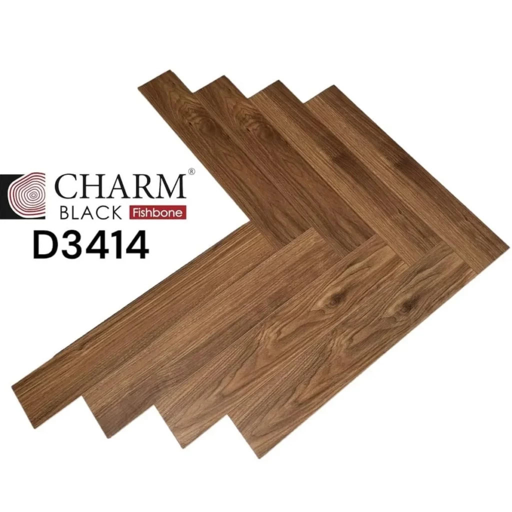 Sàn Gỗ Xương Cá Charm Wood Cốt Đen D3414