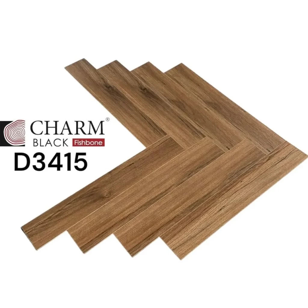 Sàn Gỗ Xương Cá Charm Wood Cốt Đen D3415