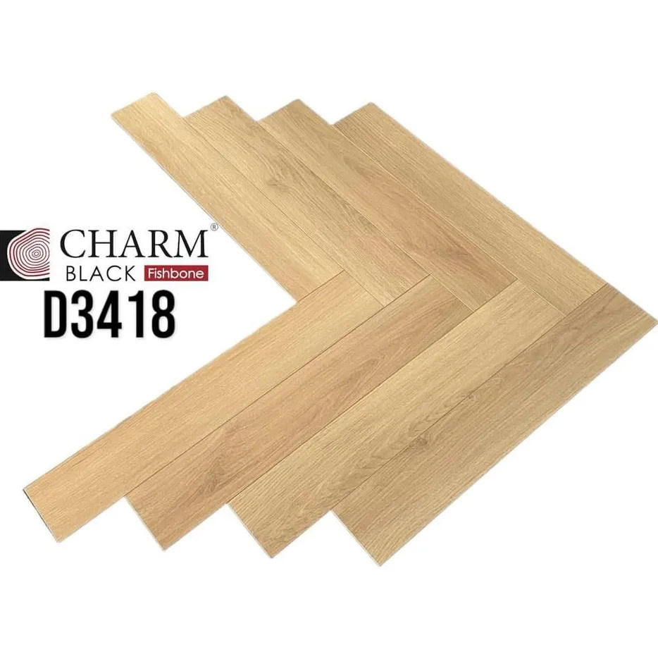 Sàn Gỗ Xương Cá Charm Wood Cốt Đen D3418
