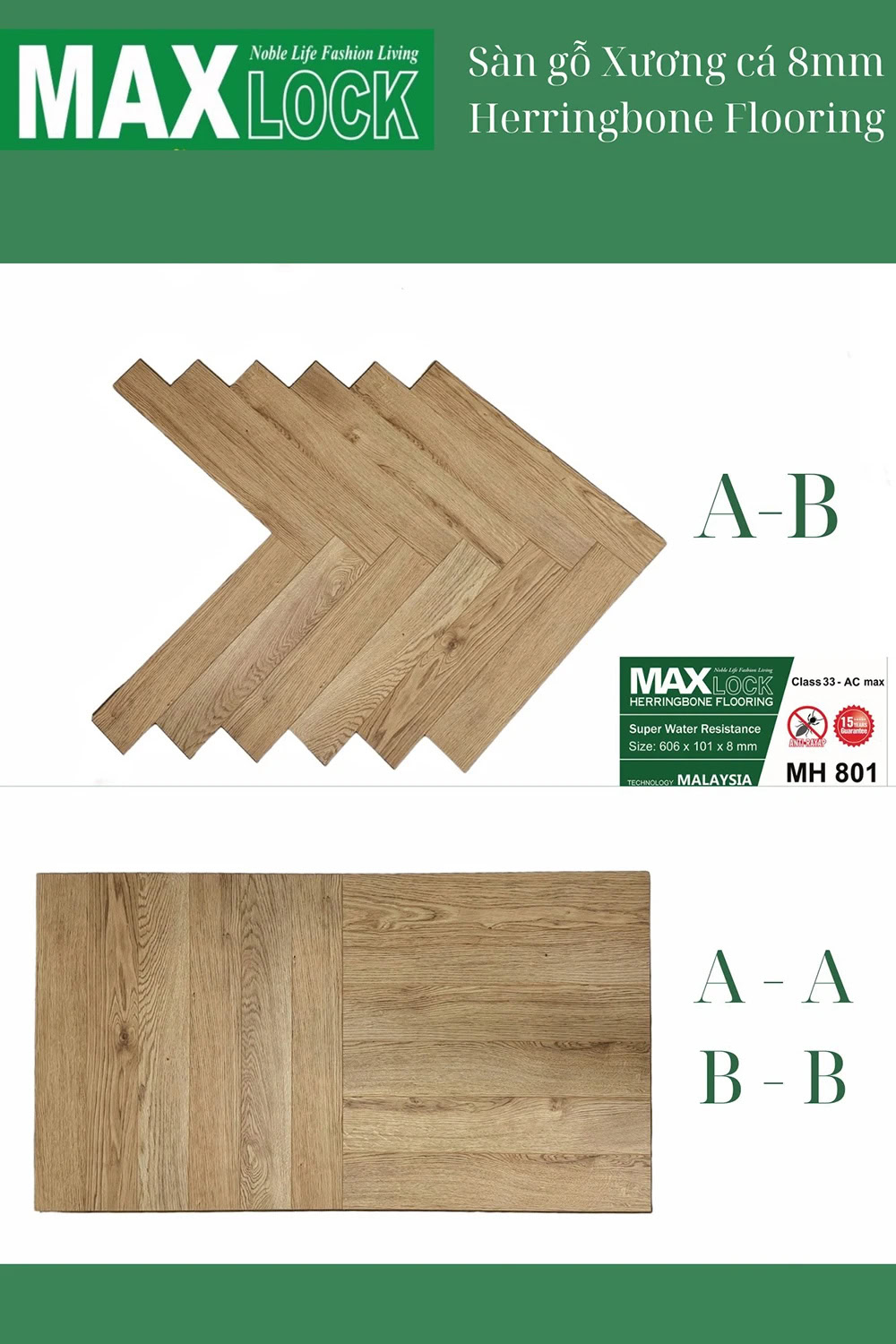 Maxlock MH801 Herringbone Laminate Flooring
