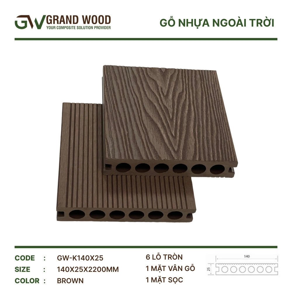 Grand Wood GW-K140T25 Brown Outdoor Wood Flooring