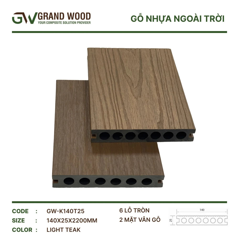 Grand Wood GW-K140T25 Light Teak Outdoor Wood Flooring
