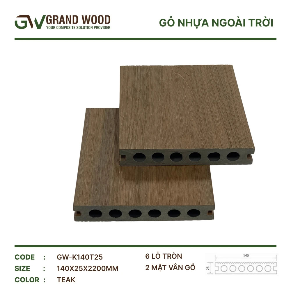 Grand Wood GW-K140T25 Teak Outdoor Wood Flooring
