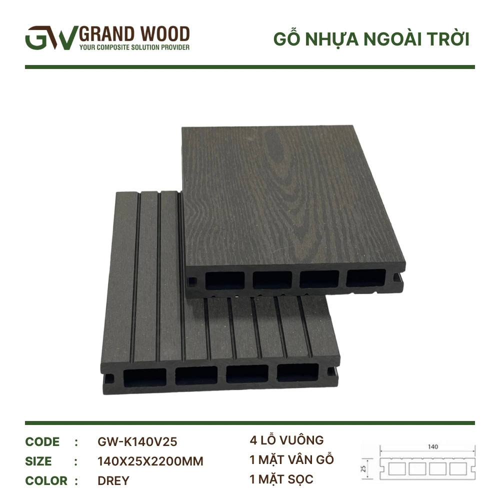 Grand Wood GW-K140V25 Grey Outdoor Wood Flooring