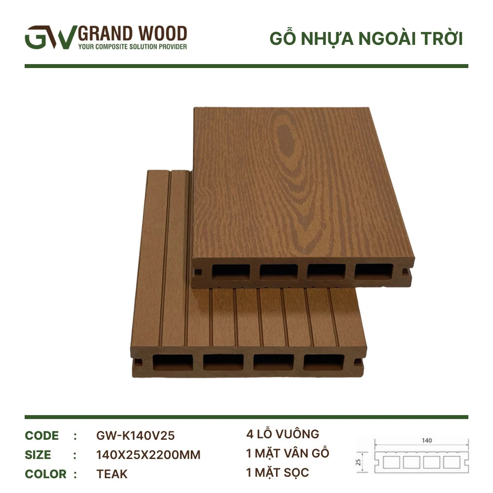Grand Wood GW-K140V25 Teak Outdoor Wood Flooring