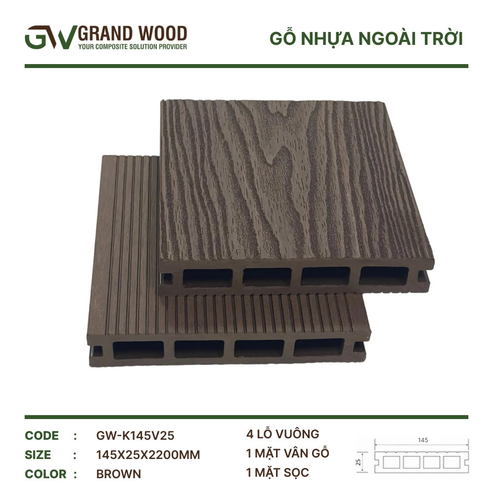 Grand Wood GW-K145V25 Brown Outdoor Wood Flooring
