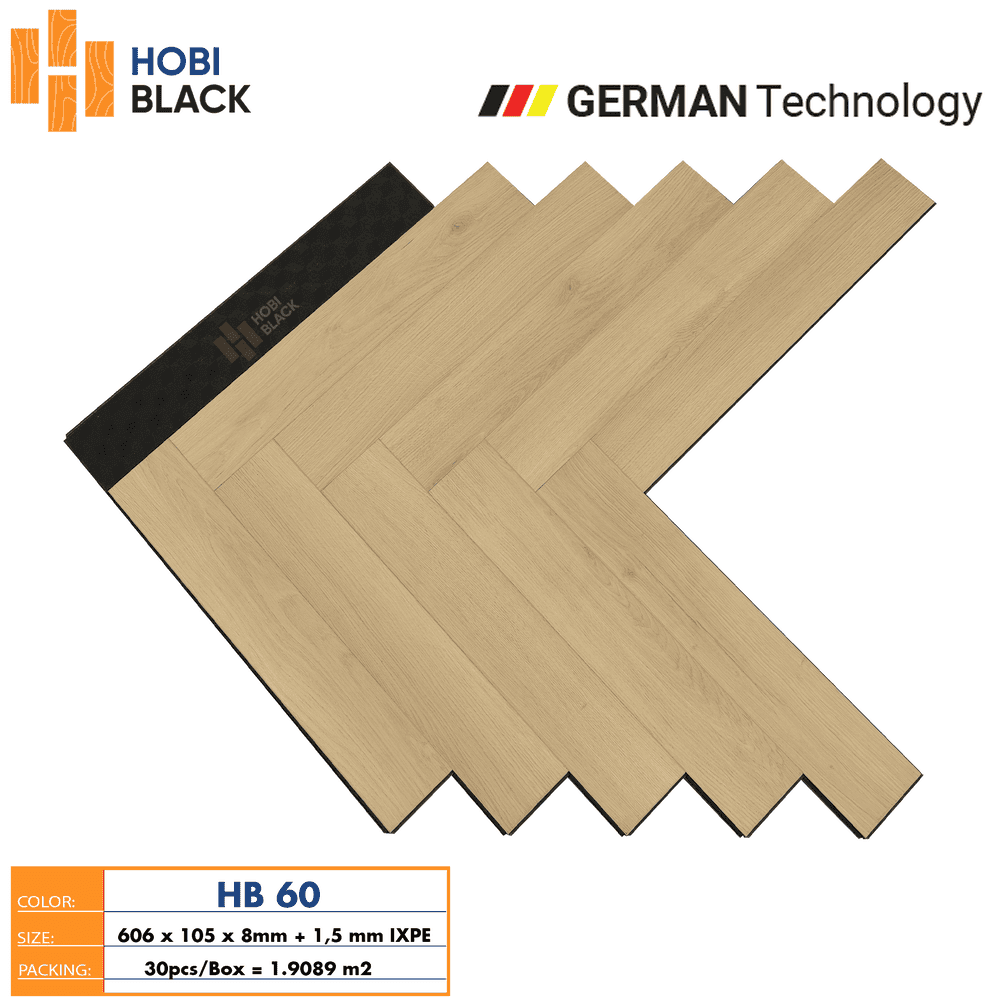 Sàn Gỗ Xương Cá Hobi Black HB 60