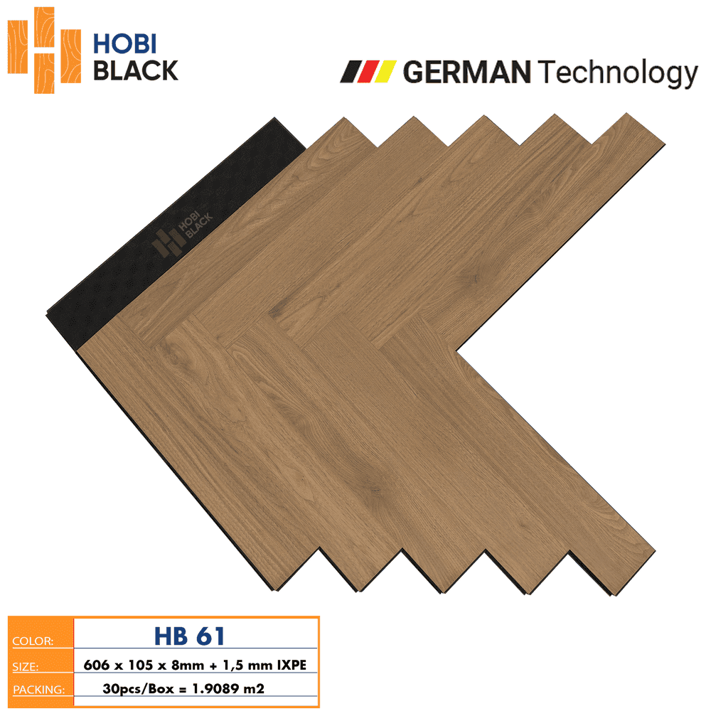 Sàn Gỗ Xương Cá Hobi Black HB 61