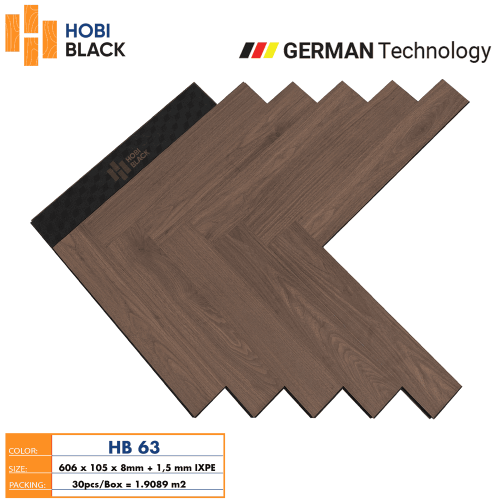 Sàn Gỗ Xương Cá Hobi Black HB 63