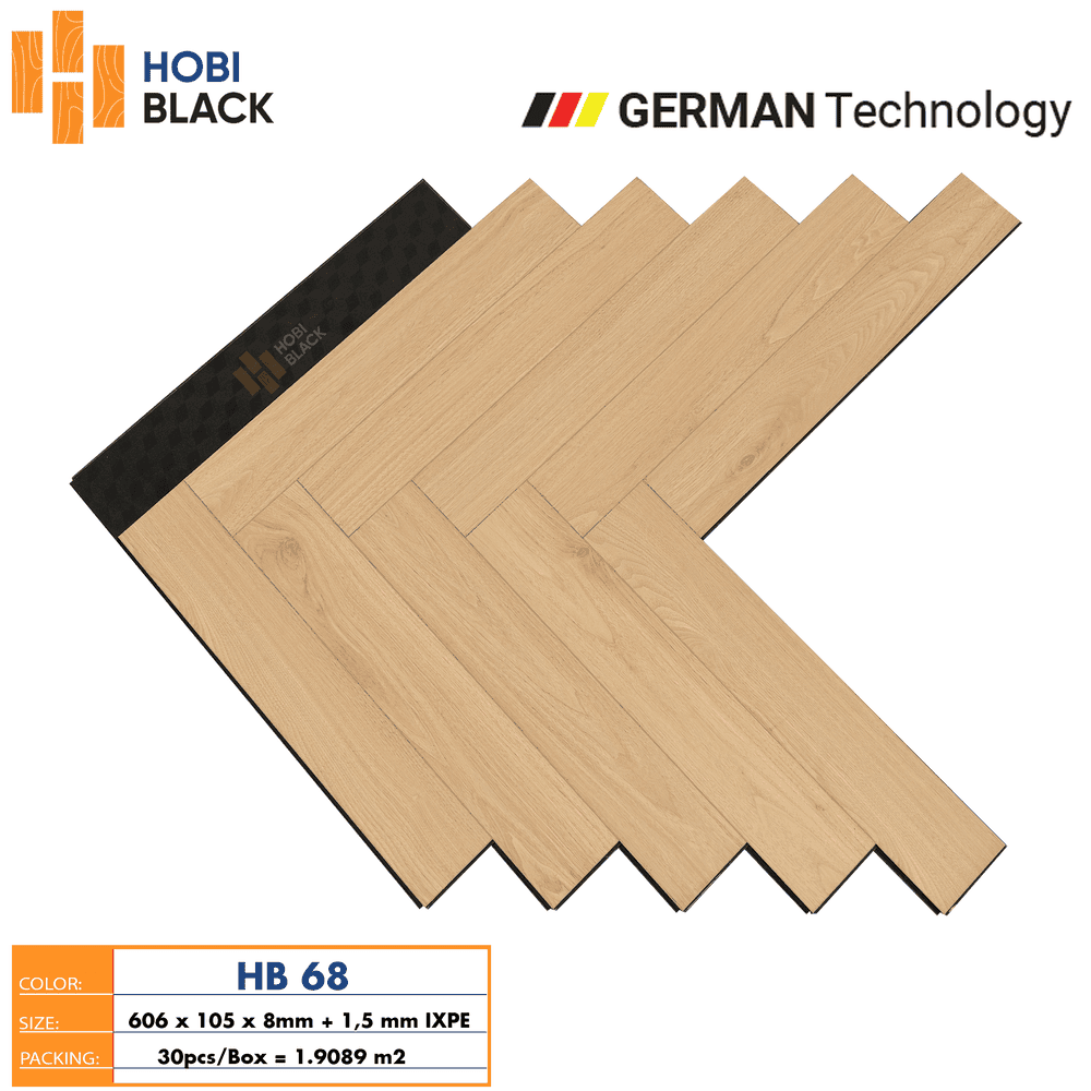 Sàn Gỗ Xương Cá Hobi Black HB 68