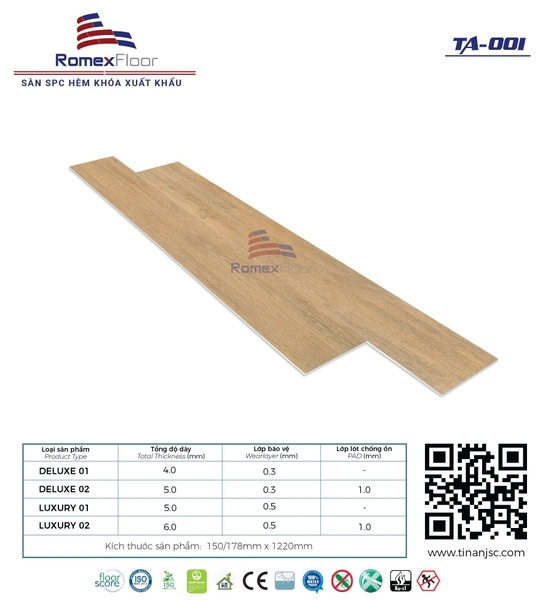 Romex Floor TA001 Click-lock Vinyl Flooring