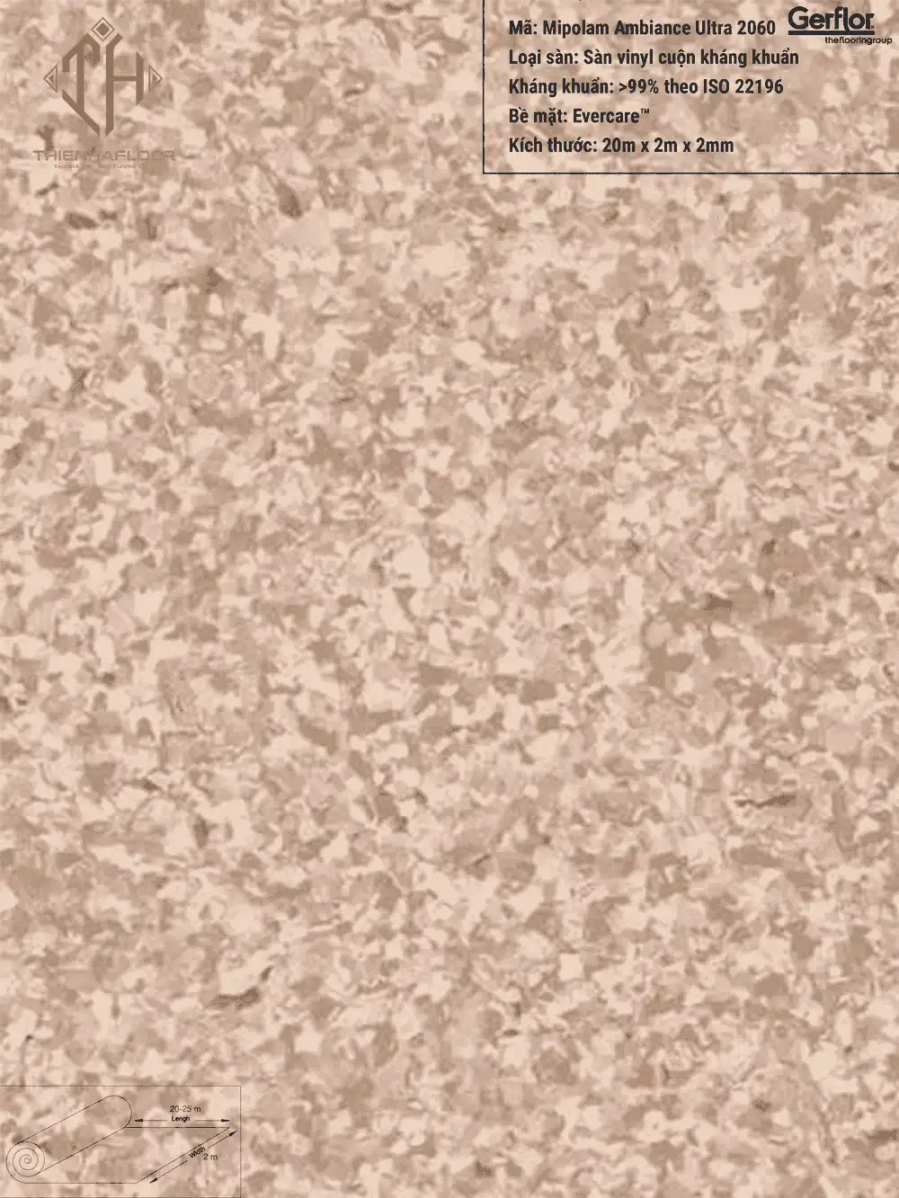 Gerflor Mipolam Ambiance Ultra 2060 Sahara Antibacterial Vinyl Flooring