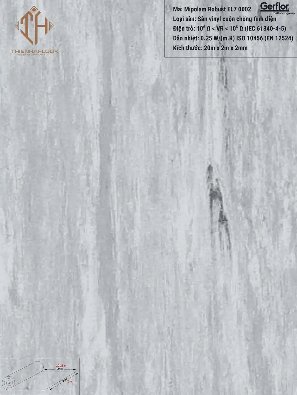 Gerflor Mipolam Robust EL7 0002 Platinum Antibacterial Vinyl Flooring