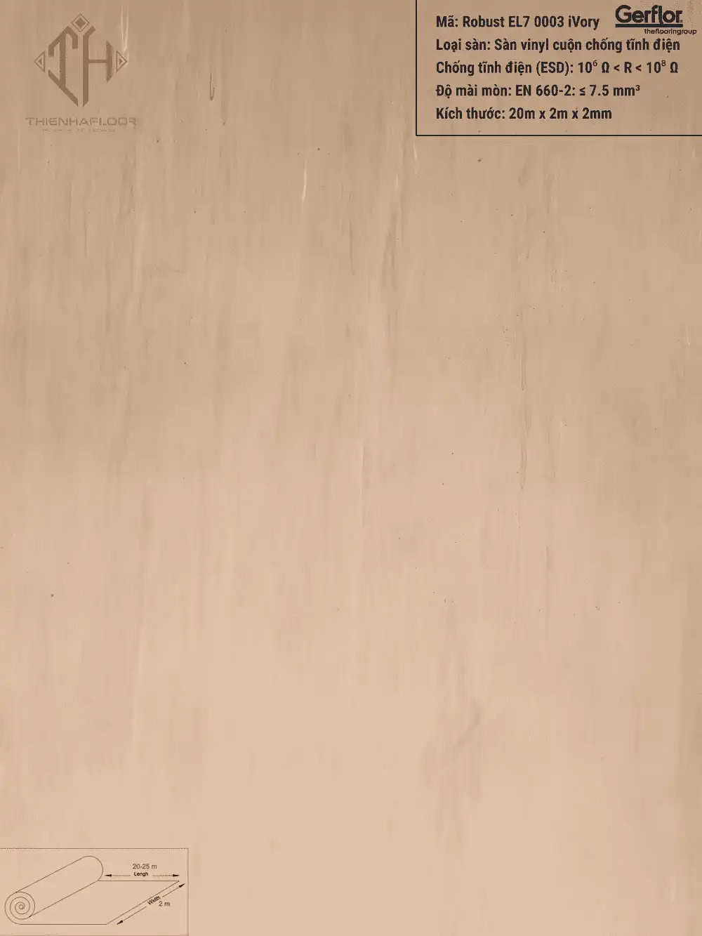 Gerflor Mipolam Robust EL7 0003 iVory Antibacterial Vinyl Flooring