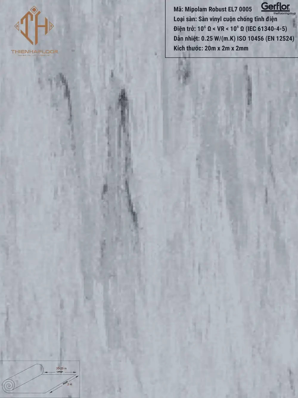 Gerflor Mipolam Robust EL7 0005 Steel Antibacterial Vinyl Flooring