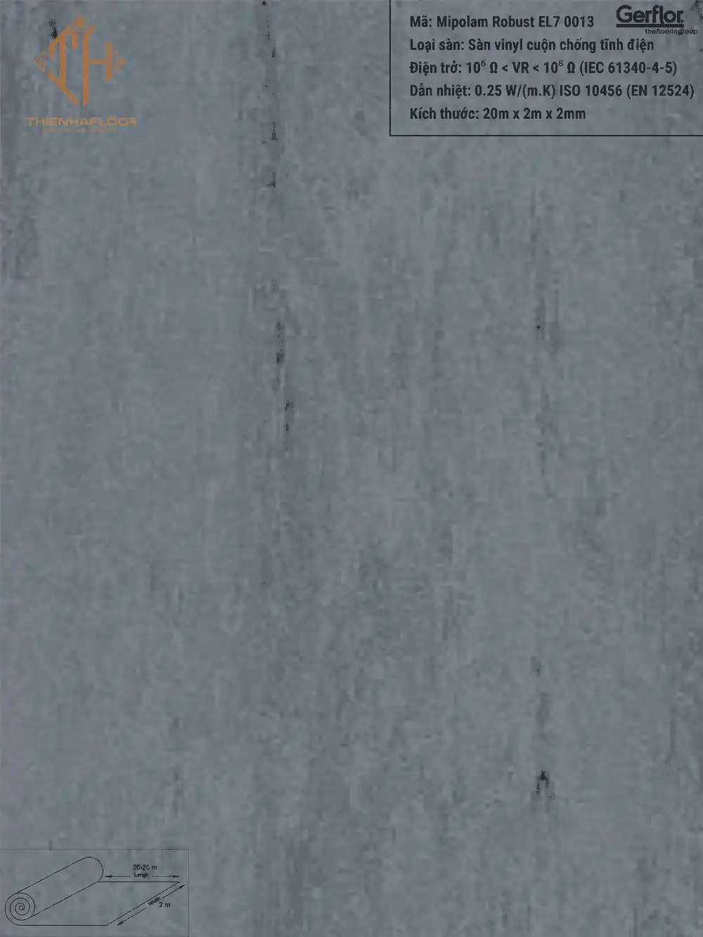 Gerflor Mipolam Robust EL7 0013 Pewter Antibacterial Vinyl Flooring