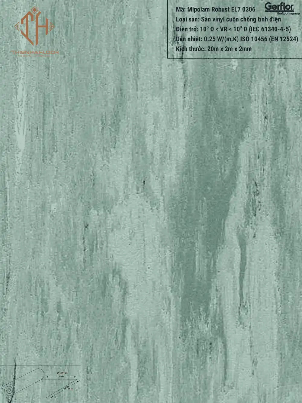 Gerflor Mipolam Robust EL7 0306 Green Antibacterial Vinyl Flooring