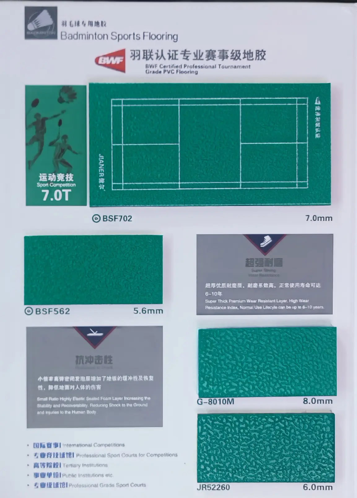 Jianer Badminton Sports Vinyl Flooring