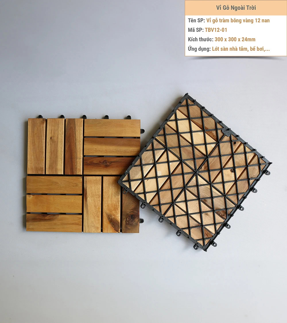 TBV12-01 Yellow Acacia Wood Grille 12 Slats