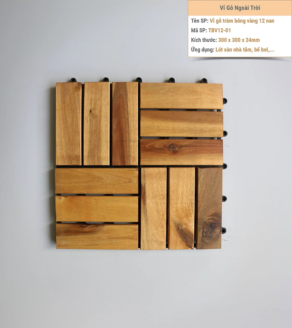 TBV12-01 Yellow Acacia Wood Grille 12 Slats