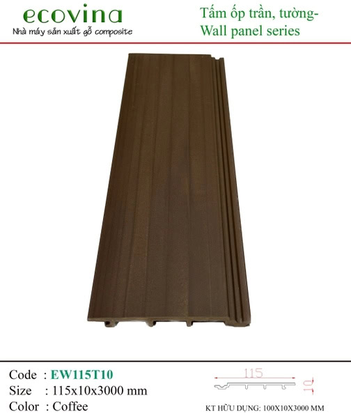 Tấm nhựa ốp tường Ecovina EW115T10 màu cà phê