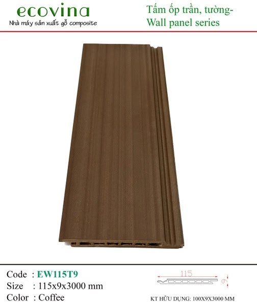 Tấm ốp gỗ nhựa Ecovina EW115T9 Coffee